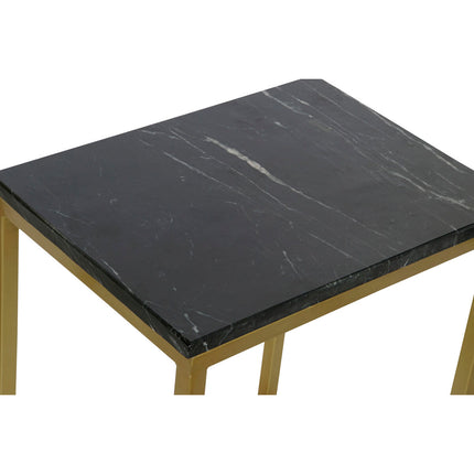Set mit 3 Tischen DKD Home Decor 50 x 35 x 60 cm Schwarz Gold Marmor Eisen
