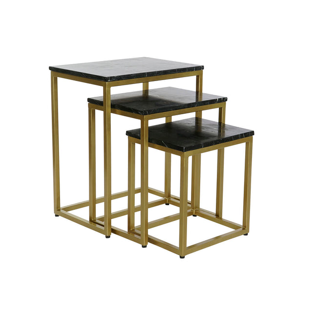 Set mit 3 Tischen DKD Home Decor 50 x 35 x 60 cm Schwarz Gold Marmor Eisen