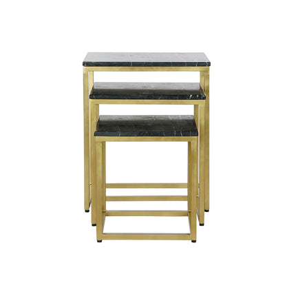 Set mit 3 Tischen DKD Home Decor 50 x 35 x 60 cm Schwarz Gold Marmor Eisen
