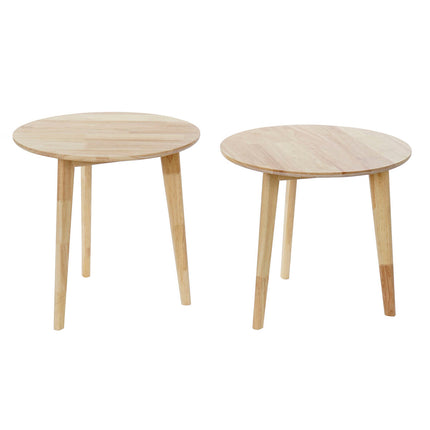 Satz mit 2 Tischen DKD Home Decor Weiß natürlich Kautschukholz 50 x 50 x 49,5 cm