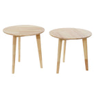 Satz mit 2 Tischen DKD Home Decor Weiß natürlich Kautschukholz 50 x 50 x 49,5 cm