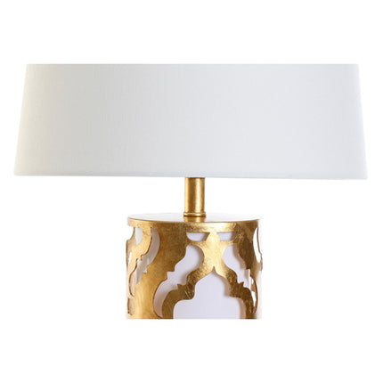 Tischlampe DKD Home Decor Weiß Gold PVC Metall 60 W 220 V 40,5 x 40,5 x 74,5 cm