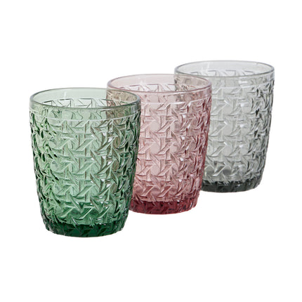 Gläserset DKD Home Decor grün Grau Rosa Kristall Mit Relief 240 ml (6 Stück)