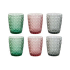Gläserset DKD Home Decor grün Grau Rosa Kristall Mit Relief 240 ml (6 Stück)
