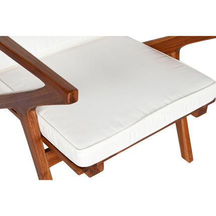 Sitz DKD Home Decor Weiß Braun Dunkelbraun Polyester Teakholz 64 x 76 x 77 cm