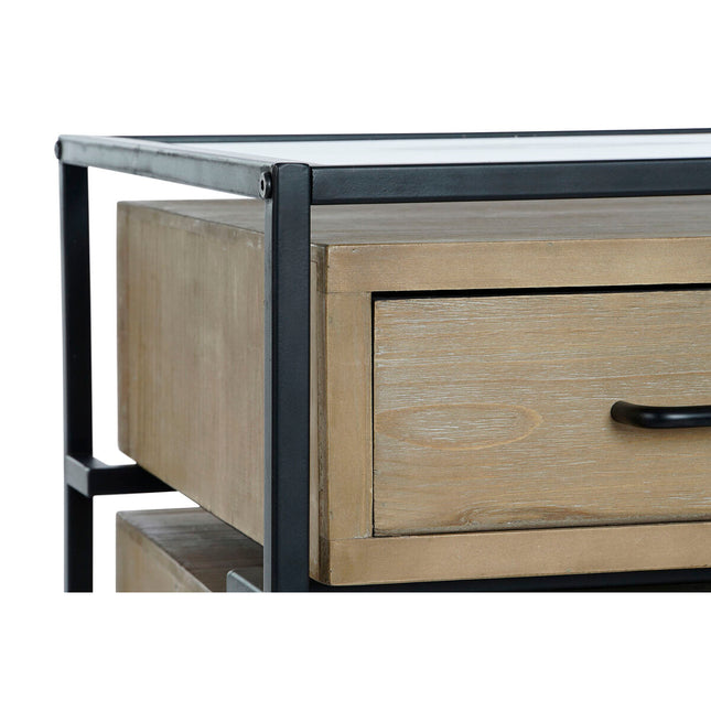 Nachttisch DKD Home Decor Schwarz natürlich Metall Holz MDF 45 x 45 x 58 cm