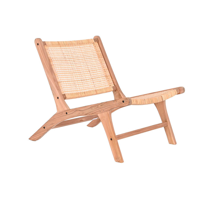 Stuhl DKD Home Decor Weiß Braun natürlich Rattan Teakholz 65 x 80 x 68 cm