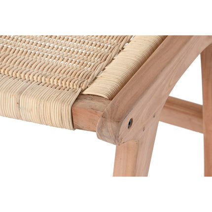 Hocker DKD Home Decor Weiß Braun Beige Teakholz 65 x 47 x 40 cm