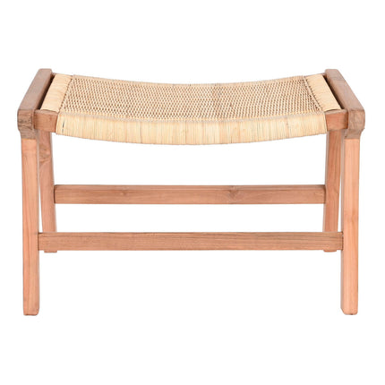 Hocker DKD Home Decor Weiß Braun Beige Teakholz 65 x 47 x 40 cm