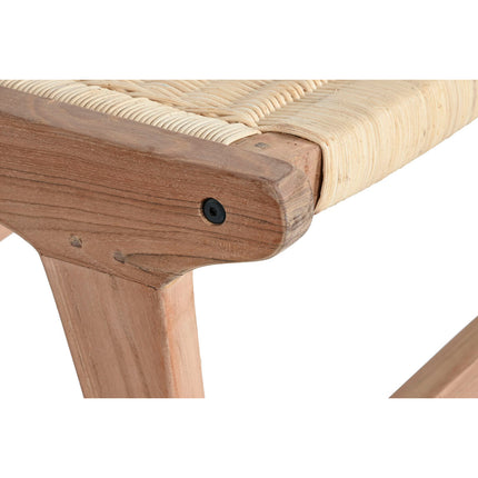 Hocker DKD Home Decor Weiß Braun Beige Teakholz 65 x 47 x 40 cm