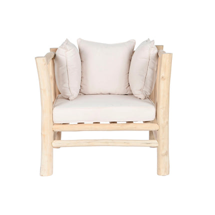 Sessel DKD Home Decor Weiß natürlich Teakholz 80 x 77 x 71 cm