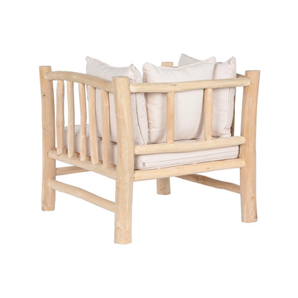 Sessel DKD Home Decor Weiß natürlich Teakholz 80 x 77 x 71 cm