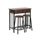 Tisch-Set mit 2 Stühlen DKD Home Decor Braun Schwarz Metall Holz MDF 80 x 50 x 84 cm