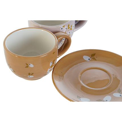 Satz von Kaffeetassen DKD Home Decor Gelb Rosa Senf Lila Metall 180 ml