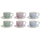 Satz von Kaffeetassen DKD Home Decor Blau Weiß grün Lila Metall 180 ml