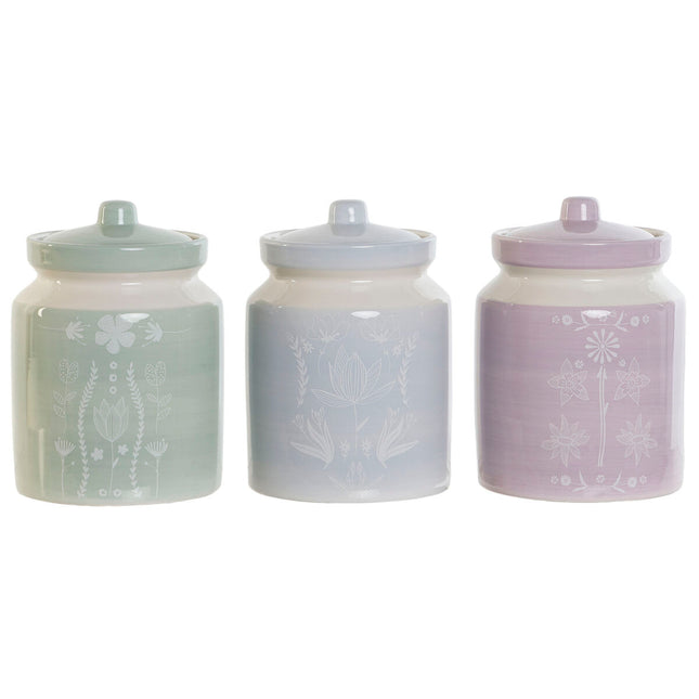 Gefäß DKD Home Decor Blau grün Lila Dolomite 12 x 12 x 16 cm (3 Stück)