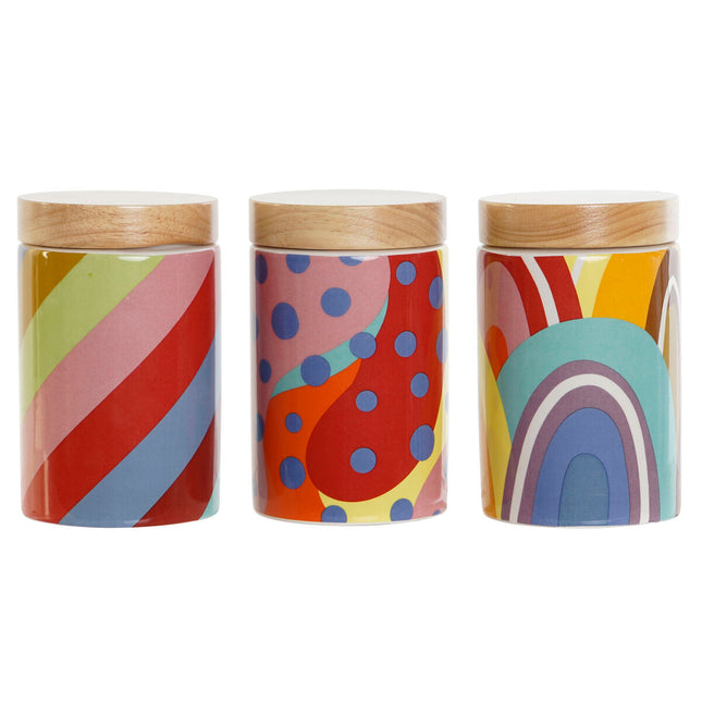 Gefäß DKD Home Decor Bunt natürlich Bambus Dolomite 1 L 10 x 10 x 16 cm (3 Stück)