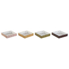Serviettenring DKD Home Decor grün Senf Dunkelbraun Metall Holz MDF 18 x 18 x 4 cm (4 Stück)