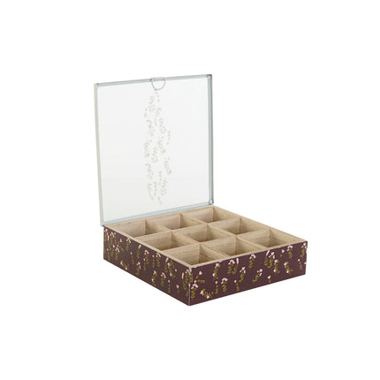Teebox DKD Home Decor grün Senf Dunkelbraun Metall Kristall Holz MDF (4 Stück)