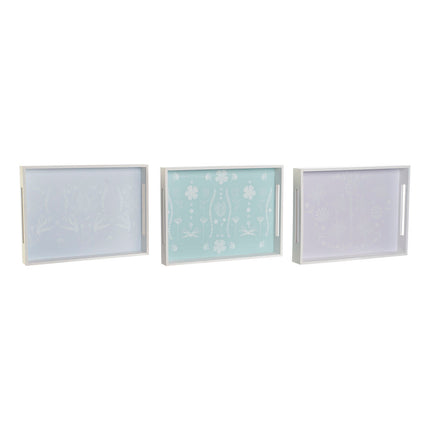 Schale DKD Home Decor Blau grün Lila Holz MDF Scandi 40 x 30 x 5 cm (3 Stück)