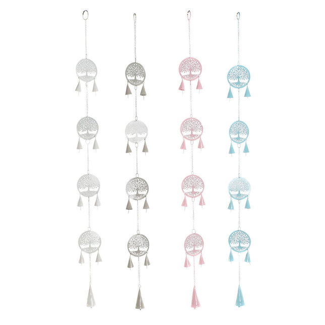 Dekoration zum Aufhängen DKD Home Decor Baum Weiß Beige Grau Rosa 7 x 3 x 96 cm (4 Stück)