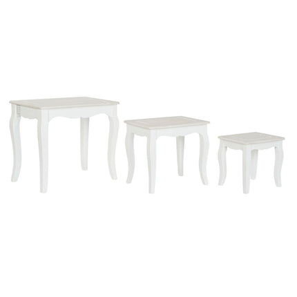 Set mit 3 Tischen DKD Home Decor Weiß Hellbraun Holz MDF 53 x 35 x 47 cm