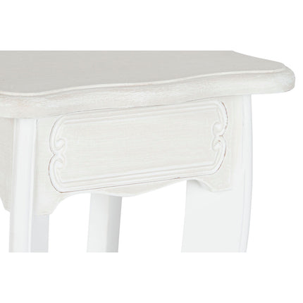 Satz mit 2 Tischen DKD Home Decor Weiß Hellbraun Holz MDF 30 x 30 x 76,5 cm