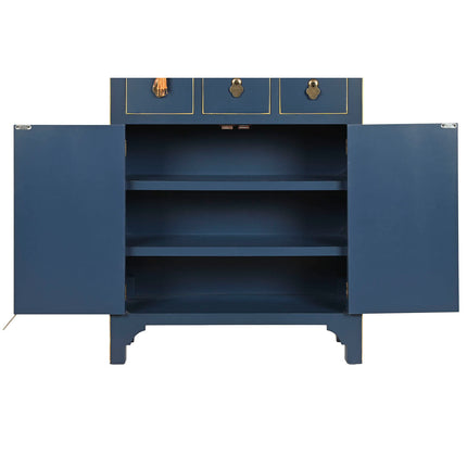 Schubladenschrank DKD Home Decor Blau Gold Tanne Holz MDF Orientalisch 63 x 27 x 101 cm