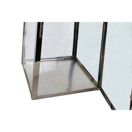 Laterne DKD Home Decor Braun Silberfarben Leder Kristall Stahl Verchromt 30 x 30 x 66 cm
