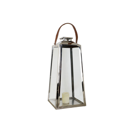 Laterne DKD Home Decor Braun Silberfarben Leder Kristall Stahl Verchromt 30 x 30 x 66 cm
