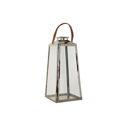 Laterne DKD Home Decor Braun Silberfarben Leder Kristall Stahl Verchromt 30 x 30 x 66 cm