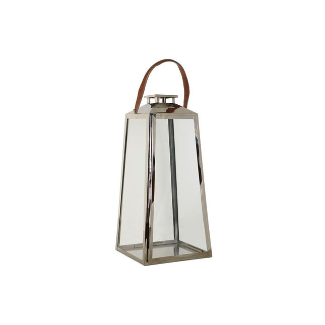 Laterne DKD Home Decor Braun Silberfarben Leder Kristall Stahl Verchromt 30 x 30 x 66 cm
