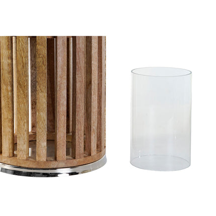 Kerzenschale DKD Home Decor Braun Silberfarben natürlich Kristall Mango-Holz 20 x 20 x 50 cm