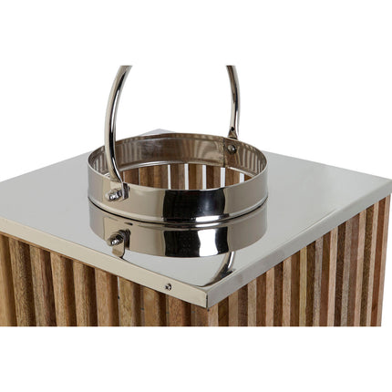 Kerzenschale DKD Home Decor Braun Silberfarben natürlich Kristall Mango-Holz 31 x 31 x 35 cm