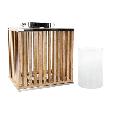 Kerzenschale DKD Home Decor Braun Silberfarben natürlich Kristall Mango-Holz 31 x 31 x 35 cm