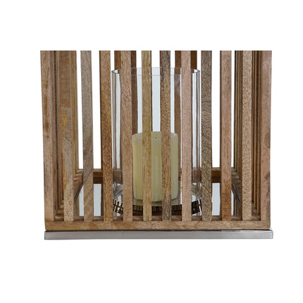 Kerzenschale DKD Home Decor Braun Silberfarben natürlich Kristall Mango-Holz 31 x 31 x 35 cm