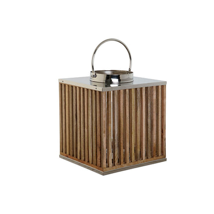 Kerzenschale DKD Home Decor Braun Silberfarben natürlich Kristall Mango-Holz 31 x 31 x 35 cm