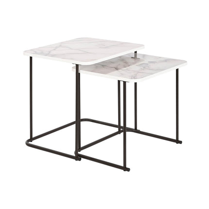 Satz mit 2 Tischen DKD Home Decor Weiß Schwarz Metall Holz MDF 51 x 43 x 49 cm