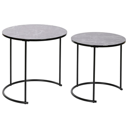 Satz mit 2 Tischen DKD Home Decor Schwarz Metall Holz MDF 50 x 50 x 49 cm