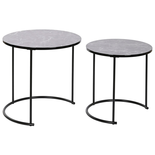 Satz mit 2 Tischen DKD Home Decor Schwarz Metall Holz MDF 50 x 50 x 49 cm