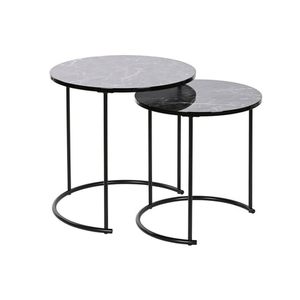 Satz mit 2 Tischen DKD Home Decor Schwarz Metall Holz MDF 50 x 50 x 49 cm