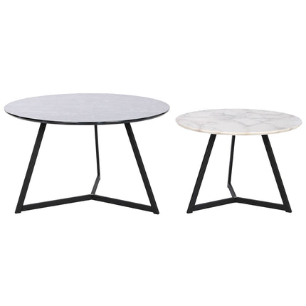 Satz mit 2 Tischen DKD Home Decor Schwarz Metall Holz MDF 80 x 80 x 47,5 cm