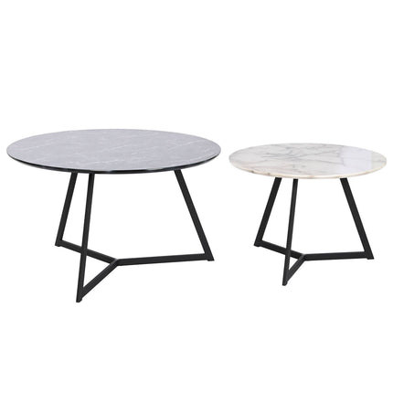 Satz mit 2 Tischen DKD Home Decor Schwarz Metall Holz MDF 80 x 80 x 47,5 cm