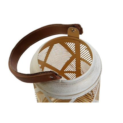 Kerzenschalensatz DKD Home Decor Weiß Gold Haut Metall 25 x 25 x 45 cm (3 Stück)
