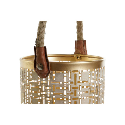 Kerzenschalensatz DKD Home Decor Weiß Gold Jute Metall 25 x 25 x 35 cm (3 Stück)