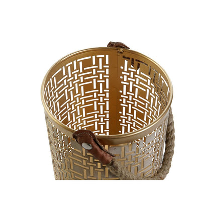 Kerzenschalensatz DKD Home Decor Weiß Gold Jute Metall 25 x 25 x 35 cm (3 Stück)