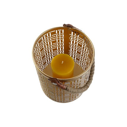 Kerzenschalensatz DKD Home Decor Weiß Gold Jute Metall 25 x 25 x 35 cm (3 Stück)