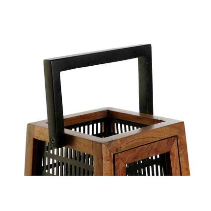Kerzenschale DKD Home Decor Schwarz natürlich Metall Mango-Holz 20 x 20 x 38 cm