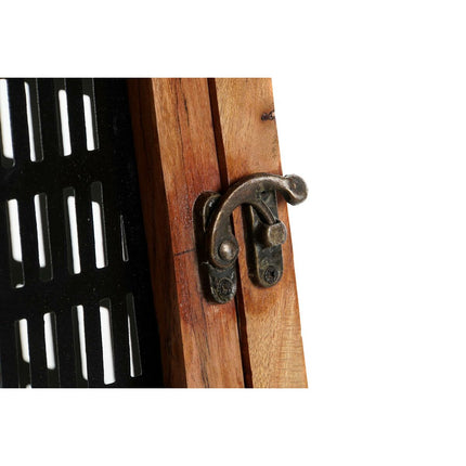 Kerzenschale DKD Home Decor Schwarz natürlich Metall Mango-Holz 20 x 20 x 38 cm