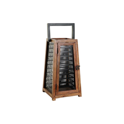 Kerzenschale DKD Home Decor Schwarz natürlich Metall Mango-Holz 20 x 20 x 38 cm